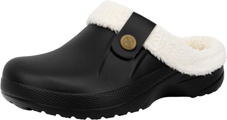 Women and Men Fur Lined Clogs Memory Foam Warm Fuzzy Slippers Winter Waterproof Indoor Outdoor Slipper