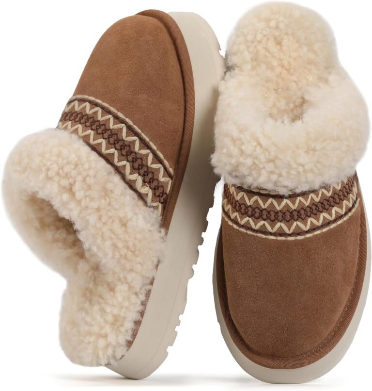 Slippers for Women, Winter House Slippers Indoor Outdoor, Fuzzy Platform Slippers Womens