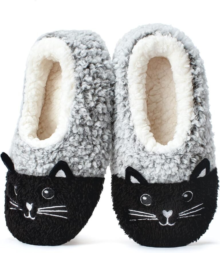 Cute Fuzzy Animal Slippers for Women Kids & Toddler, Soft Sole Plush Non-Slip Indoor Slippers